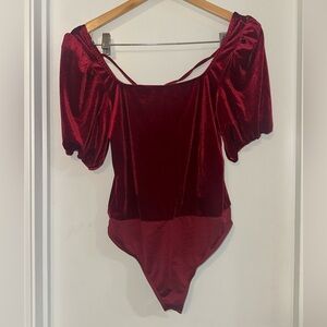 Chic Velvet Red Bodysuit